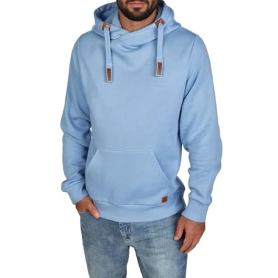 Afbeelding van riverso RIVNiklas Hoodie voor heren, regular fit, pullover met capuchon, cross over kraag, grijs, bruin, groen, rood, blauw, zwart, beige, S, M, L, XL, XXL, 3XL, 4XL, 5XL, azuurblauw, M