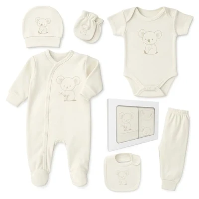 Afbeelding van Babycadeauset voor pasgeborenen, 100% natuurlijk katoen, eerste uitrusting, uniseks, kleding, cadeauset, babyuitrusting baby&#039;s van 0 4 maanden (koala)