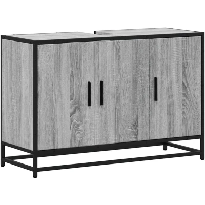 Afbeelding van Wastafelkast 90x33x60 cm bewerkt hout grijs sonoma eikenkleurig