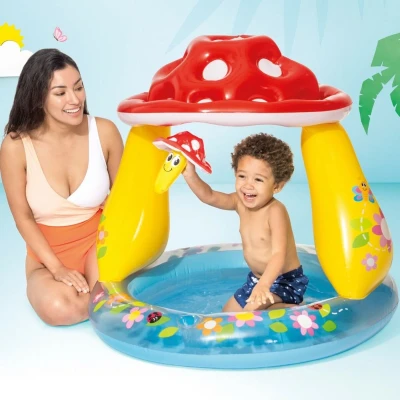 Afbeelding van Opblaasbaar Kinderzwembad Intex Champignons Zonnetent 45 L 102 x 89 cm (6 Stuks)