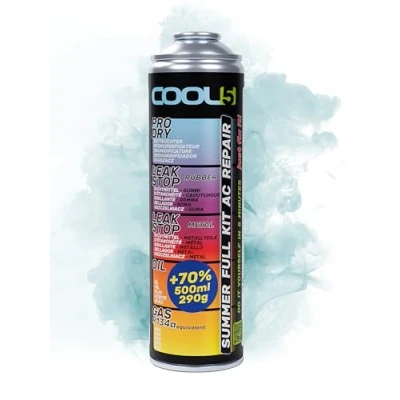 Afbeelding van COOL5 5in1 airconditioning reparatieset, AC, R134a koudemiddel vervanging met olie, voor opladen auto&#039;s 1995 2016 + APC 500ml