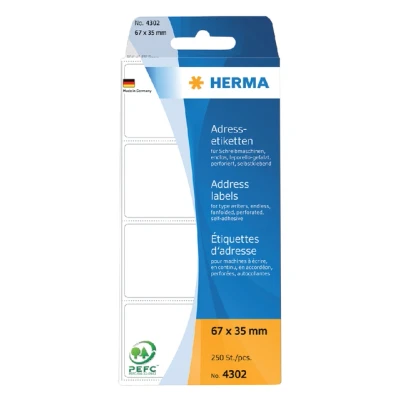 Afbeelding van Etiket HERMA adres 4302 67x35mm 250stuks zig zag