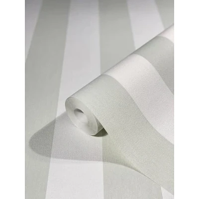 Afbeelding van WALLCOVER behang groen vliesbehang strepen landhuis wit lichtgroen lijnen modern blokstrepenbehang fijne structuur 10,05 x 0,53 m Made in Germany