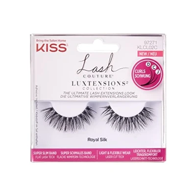 Afbeelding van KISS Lash Couture LuXtensions Collection 1 paar valse wimpers, Royal Silk, lichte en flexibele Faux Mink wimper met superslanke band inclusief wimperlijm