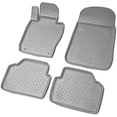 Afbeelding van Recambo 3D rubberen vloermatten, compatibel met BMW 3 serie E90 E91 Limo Touring BJ 2005 2012, automatten, precies passend, rand, grijs