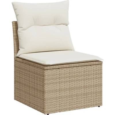 Afbeelding van vidaXL 7 delig tuinbankstel met kussens Beige Poly Rattan Acacia