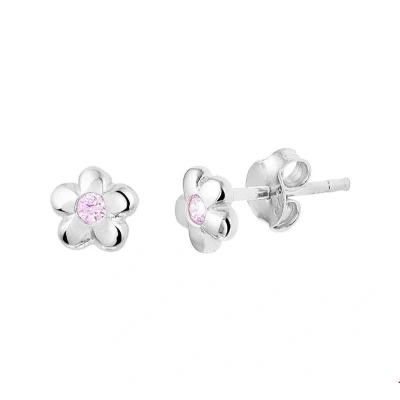 Afbeelding van Oorknoppen Bloem en Zirkonia Zilver Gerhodineerd Glanzend 5.5 mm x 6