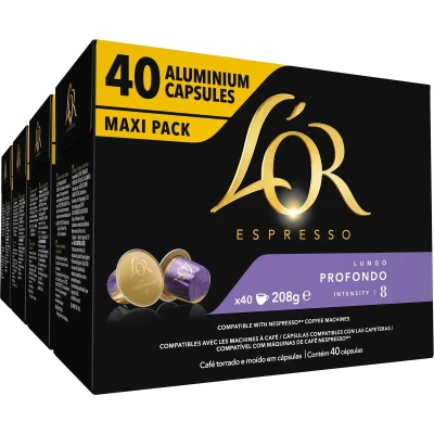 Afbeelding van L&#039;OR Lungo Profondo Koffiecups Intensiteit 8/12 4 x 40 capsules