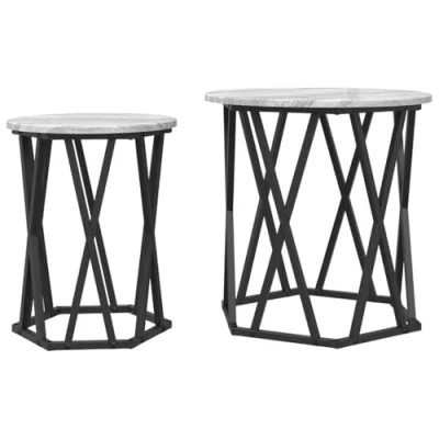 Afbeelding van vidaXL Grijs sonoma Metalen frame, hout bovenblad Medium Salontafel