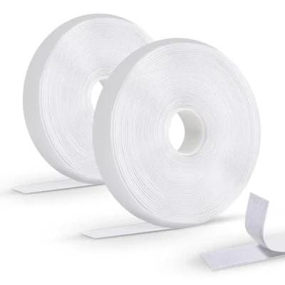 Afbeelding van Oderra Belcro Dubbelzijdig klittenband, sterk klevend, verpakking van 2 stuks, 8 m x cm, wit, klittenband voor doe het zelfprojecten