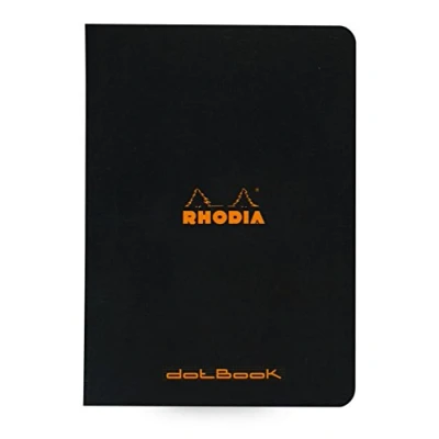 Afbeelding van Rhodia Notebook Black 6x8.25 Staplebound: White Dot Grid Sheets