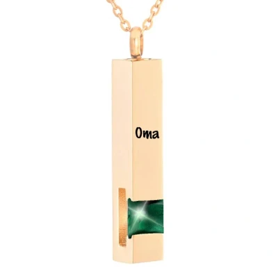 Afbeelding van Luxe Ashanger Met Ketting En Gravering Oma Assieraad Rosegoudkleurig Groene Steen As Gedenksieraad Urn Incl. vuller
