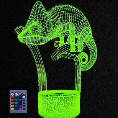 Afbeelding van Creatieve 3D Kameleon Nachtlampje USB Aangedreven Afstandsbediening Raak Schakelaar Decor Tafellamp 7/16 Kleur Veranderende LED Verjaardagscadeau Kinderen Cadeau Kerst Decoratie