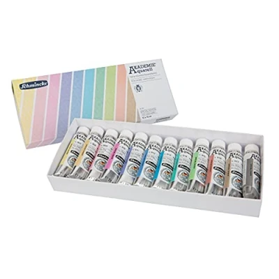 Afbeelding van Schmincke AKADEMIE aquarelverf compact verfdoos, pastel Icy Colours speciale kleuren, 12 x 15 ml tubes, 75 767 097, kartonnen set, voor fijne kunstenaars