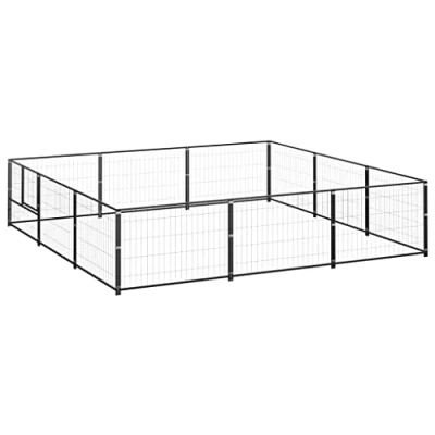 Afbeelding van vidaXL Hondenkennel 9 m² staal zwart
