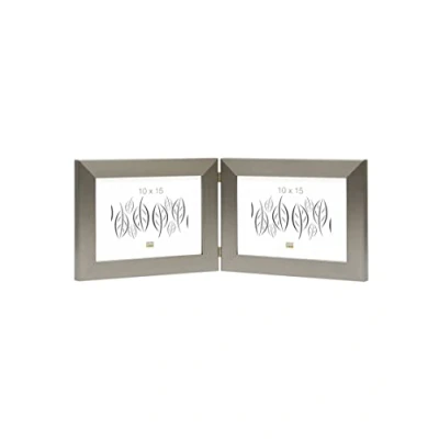 Afbeelding van Deknudt Frames S41VD1 H2H 10.0X15.0 Fotolijst, openklapbaar, voor 2 foto&#039;s, liggend formaat, zilverkleurig 19,4 x 15,1 1,6 cm