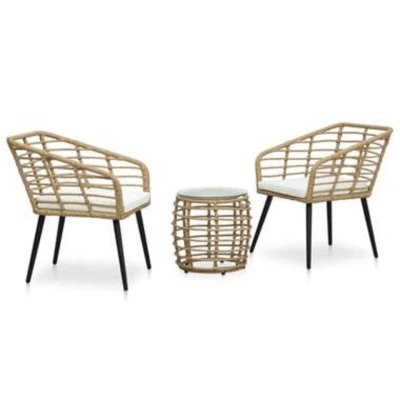 Afbeelding van 3 delige Bistroset poly rattan eikenkleurig