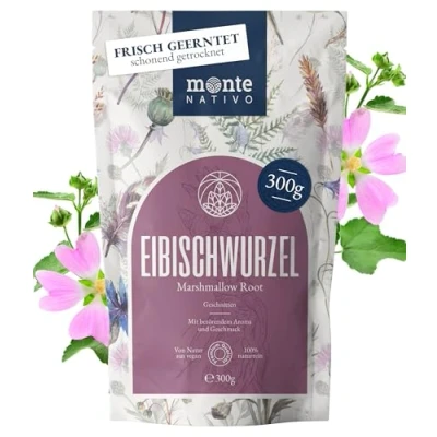 Afbeelding van Heemstwortel thee Monte Nativo (300 g), marshmallow wort voorzichtig gedroogd, losse 100% natuurlijk en zonder additieven, aromatische kruidenthee voor een heerlijke infusie