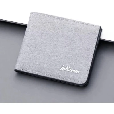 Afbeelding van Canvas Denim Portemonnee Compacte Portefeuilles kaarthouder Grijs