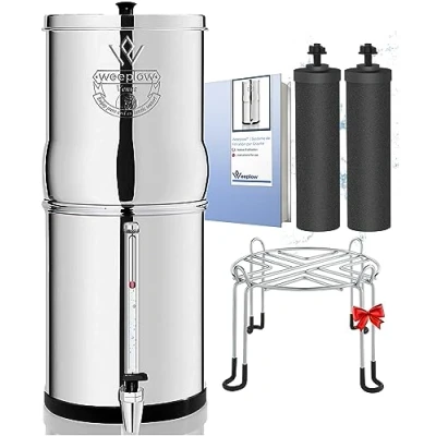 Afbeelding van Weeplow® Venus Waterfiltersysteem met zwaartekracht 5,6 liter AISI 304 2 O&#039;Pure reinigingselementen, kraan waterniveau en roestvrijstalen houder