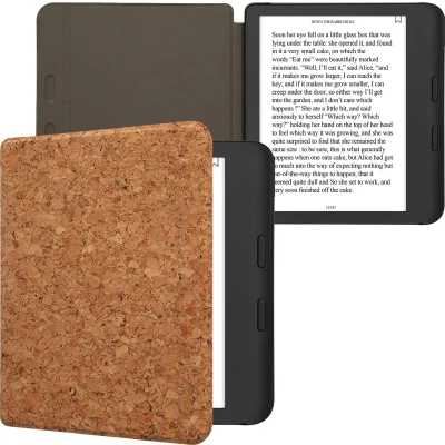 Afbeelding van kwmobile Kurken hoesje geschikt voor Kobo Libra Colour Beschermende e reader Flip Cover In lichtbruin