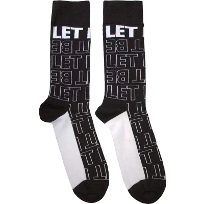 Afbeelding van The Beatles Let It Be Text Outlines Repeat Sokken Zwart