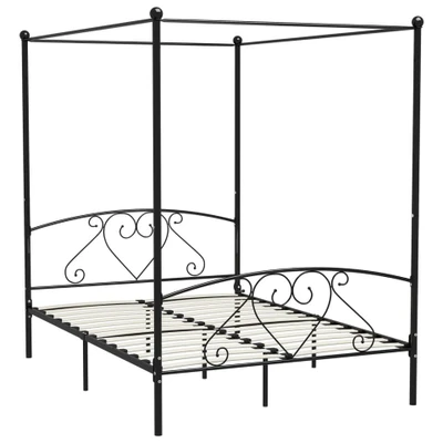 Afbeelding van Hemelbedframe metaal zwart 160x200 cm