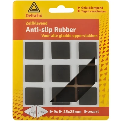 Afbeelding van Deltafix Anti slip Rubber Vierkant 25x25mm Zwart 9 Stuks