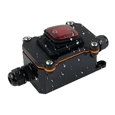 Afbeelding van IP65 waterdichte inline schakelaar kabelschakelaar: Nizirioo veiligheidsschakelaar met rood ledlicht, 30 A 220 V aan/uit tuimelschakelaar voor gebruik buitenshuis mechanische apparaten