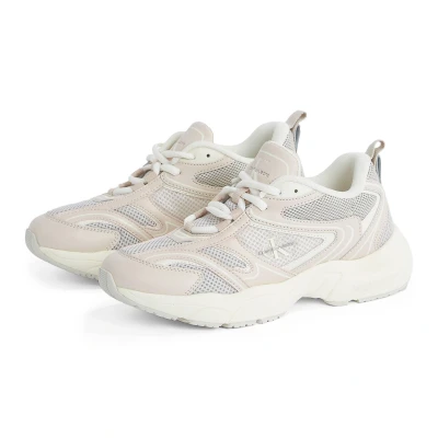 Afbeelding van Calvin Klein Jeans Retro Tennis Sneakers laag, Dames, Maat: 38, Eggshell/whisper pink/creamy white Imitatieleer/ textiel
