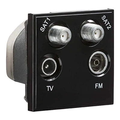 Afbeelding van Knightsbridge NETQDBK Quadplexed SAT1/SAT2/TV/FM DAB Outlet Module, Zwart, 50 mm x