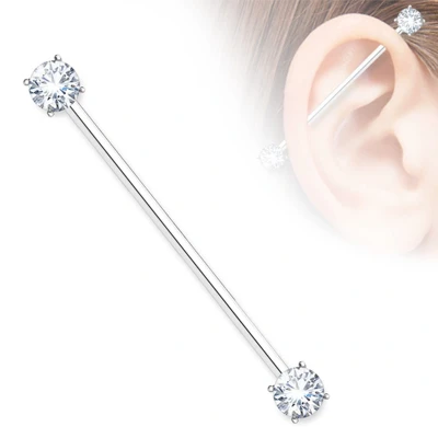 Afbeelding van Industrial piercing gemmed balletje wit