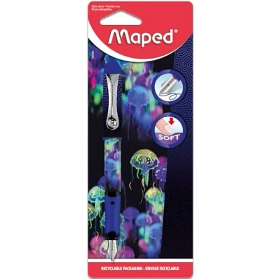 Afbeelding van Maped Deepsea Paradise vulpen stalen veer iridium punt navulbare inktpen lichaam versierd met kwallen.