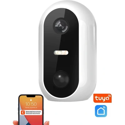 Afbeelding van Denver Beveiligingscamera Draadloos Buiten Camera met Nachtzicht Tuya App WiFi Full HD 1080P Bewegingsdetectie Makkelijk te installeren IOB209 Wit
