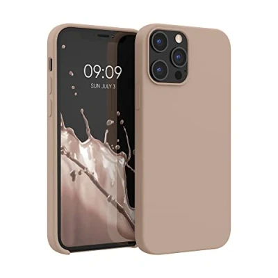 Afbeelding van kwmobile telefoonhoesje geschikt voor Apple iPhone 12 Pro Max Hoesje met siliconen coating Smartphone case in cappuccino