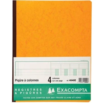 Afbeelding van Exacompta Registers, Ft 32 X 25 Cm, 4 Kolommen Op 1 Bladzijde, 31 Lijnen, 80 Bladzijden Register