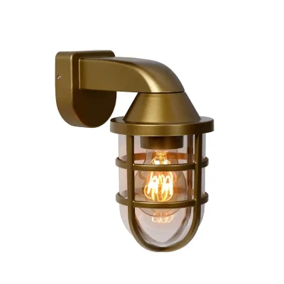 Afbeelding van Lucide LEWIS Wandlamp Buiten 1xE27 IP44 Mat Goud / Messing
