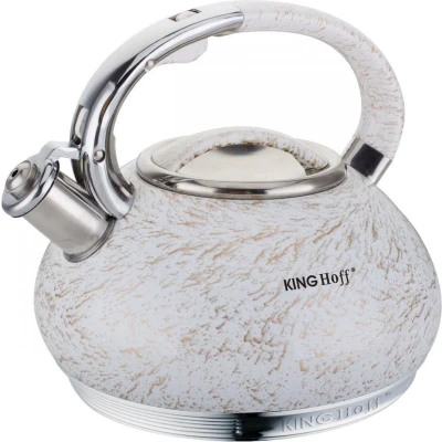 Afbeelding van Kinghoff 1066 fluitketel 3L RVS alle warmtebronnen Wit
