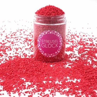 Afbeelding van strooisel geluk Just Pure rood 90 g non pareilles suikerparels suikerstrooisel kinderverjaardag Kerstmis taartdecoratie cupcakes muffins taartstrooisel koekjes taart