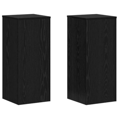 Afbeelding van vidaXL Plantenstandaarden 2 stuks Zwart Eiken 30x30x70 cm Geengineerd Hout