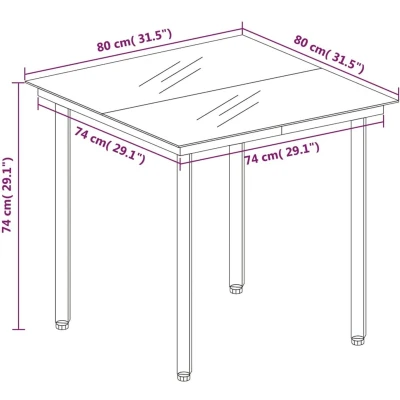 Afbeelding van vidaXL Tuintafel 80x80x74 cm staal en glas zwart