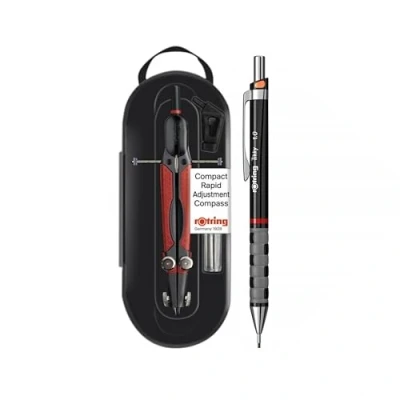 Afbeelding van rOtring Snelverstelpasserset met stiftbox, cirkels tot 360 mm, vulpotlood 1,00 zwarte schacht