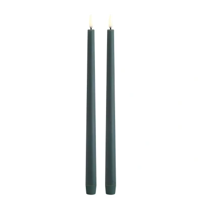 Afbeelding van Uyuni LED Tafelkaars Slim line, Pine green Smooth, Set van 2, 2,3x32cm