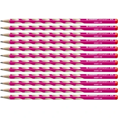 Afbeelding van Smal driekantig grafietpotlood voor rechtshandigen STABILO EASYgraph S in roze 12 stuks hardheid HB