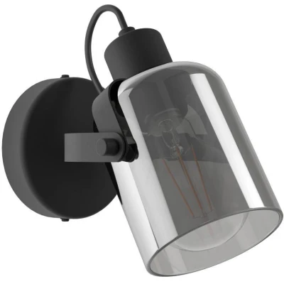 Afbeelding van EGLO Berregas Opbouwspot E27 Staal;Glas Zwart;Grijs