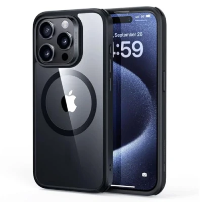 Afbeelding van ESR Classic Hybrid HaloLock Hoesje Geschikt voor Apple iPhone 15 Pro Compatibel met MagSafe en Back Cover Magneet Transparant Zwart