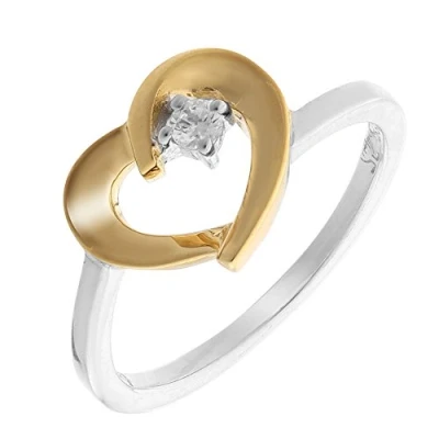 Afbeelding van Orphelia ZR 7370/54/G Ring Heart Bicolor Zilver 925 verguld Zirconium Maat 54