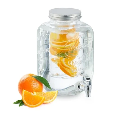 Afbeelding van Relaxdays drankdispenser met infuser glazen limonadetap kraan sapkan filter 5 Liter