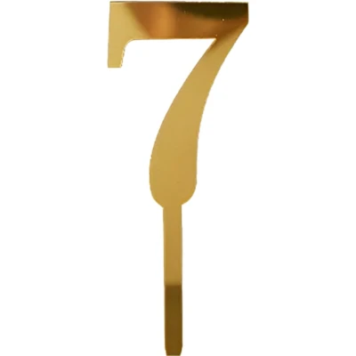 Afbeelding van Cake Topper Cijfer 7 Goud 1 Stuk Taarttopper Taartdecoratie Taartversiering