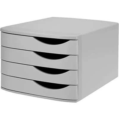 Afbeelding van Jalema 2686374307 ladebox Re Solution, 4 gesloten laden, DIN A4/C4, orde van documenten, opbergbox voor kantoor, 100% gerecycled kunststof, Blauer Engel gecertificeerd, grijs